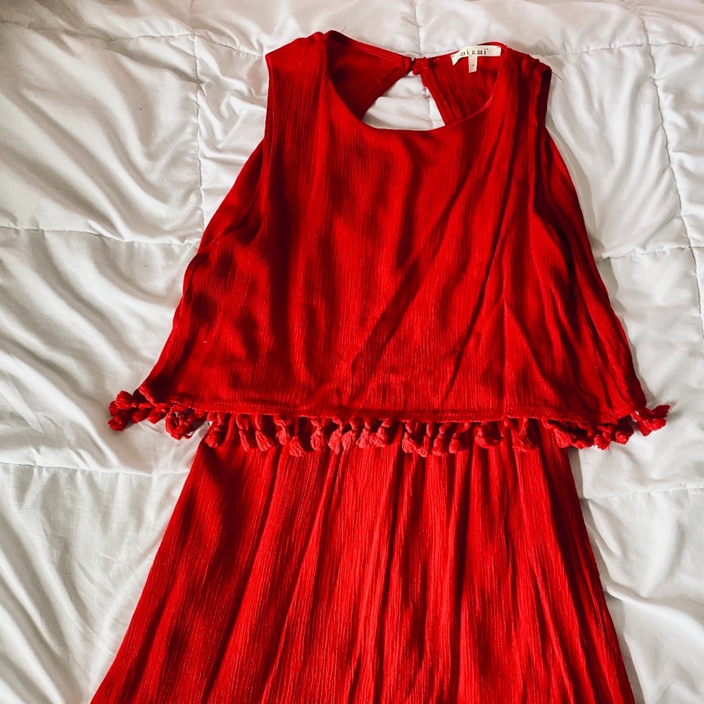 Red Tassel Dress by Miami from Francesca's